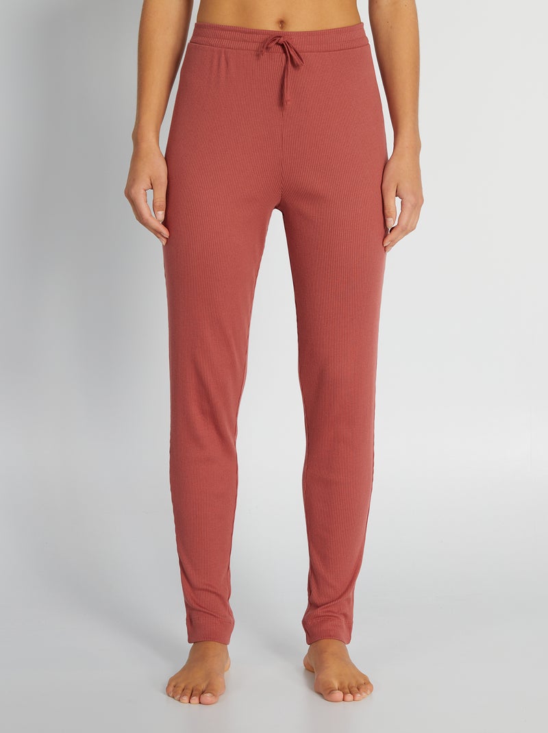 Pantalon en maille côtelée Rouge - Kiabi