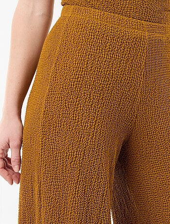 Pantalon large en maille crinkle femme