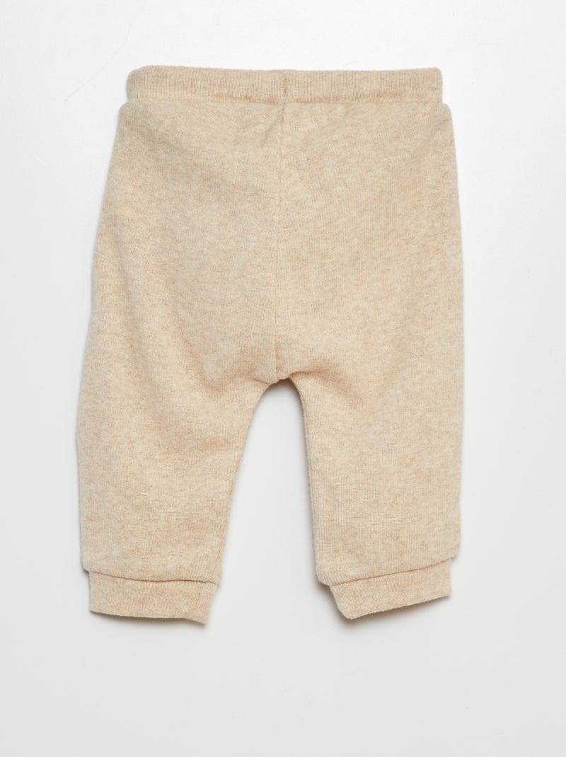 Pantalon en maille doudou Beige - Kiabi