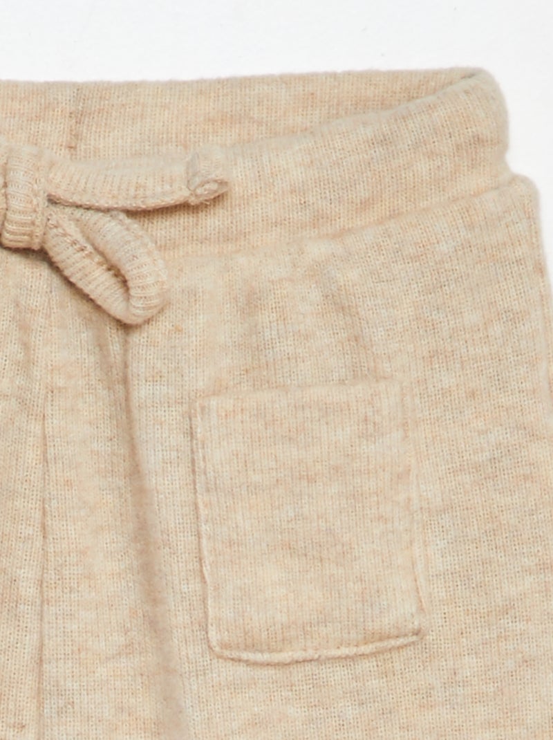 Pantalon en maille doudou Beige - Kiabi