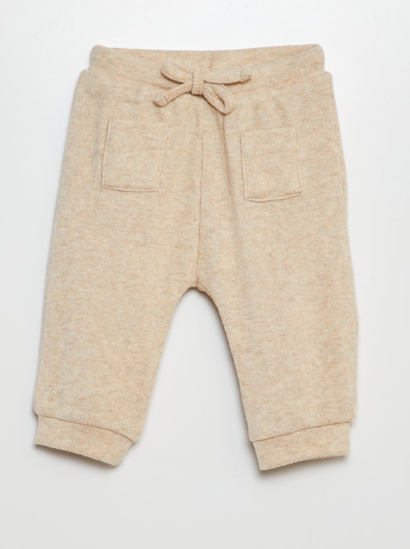 Pantalon en maille doudou Beige - Kiabi