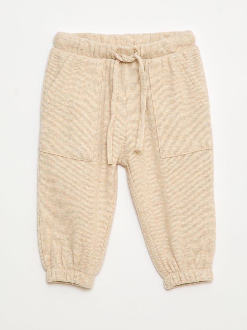 Pantalon en maille doudou Beige - Kiabi