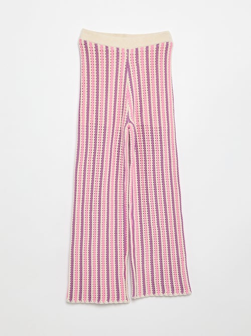 Pantalon en maille effet crochet à rayures - Kiabi Pantalon en maille effet crochet à rayures - Kiabi