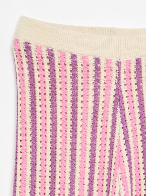 Pantalon en maille effet crochet à rayures - Kiabi Pantalon en maille effet crochet à rayures - Kiabi