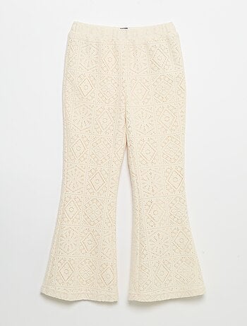 Pantalon en maille effet crochet coupe flare
