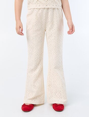 Pantalon en maille effet crochet coupe flare