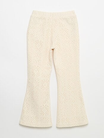 Pantalon en maille effet crochet coupe flare