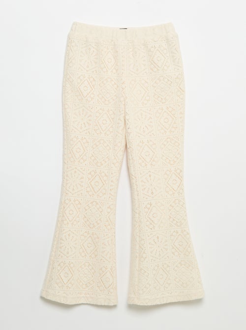 Pantalon en maille effet crochet coupe flare - Kiabi