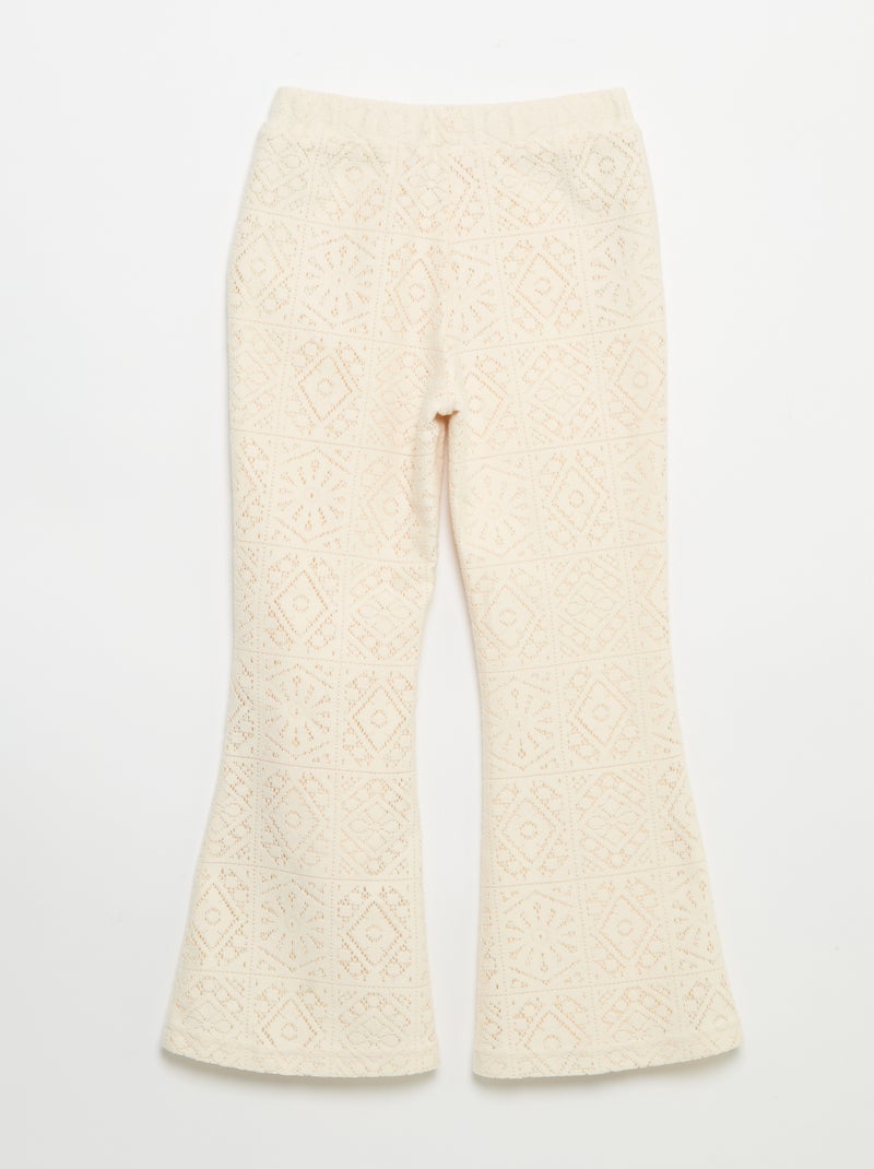 Pantalon en maille effet crochet coupe flare Beige - Kiabi