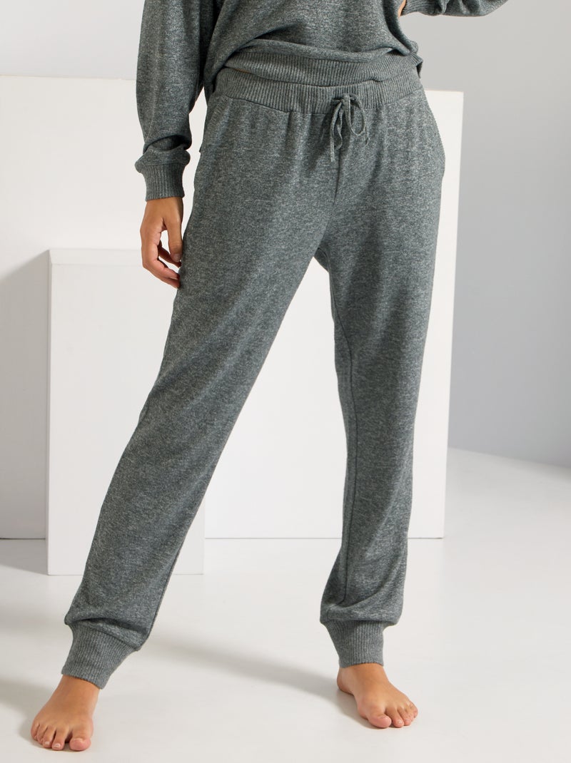 Pantalon en maille fine et douce gris foncé - Kiabi