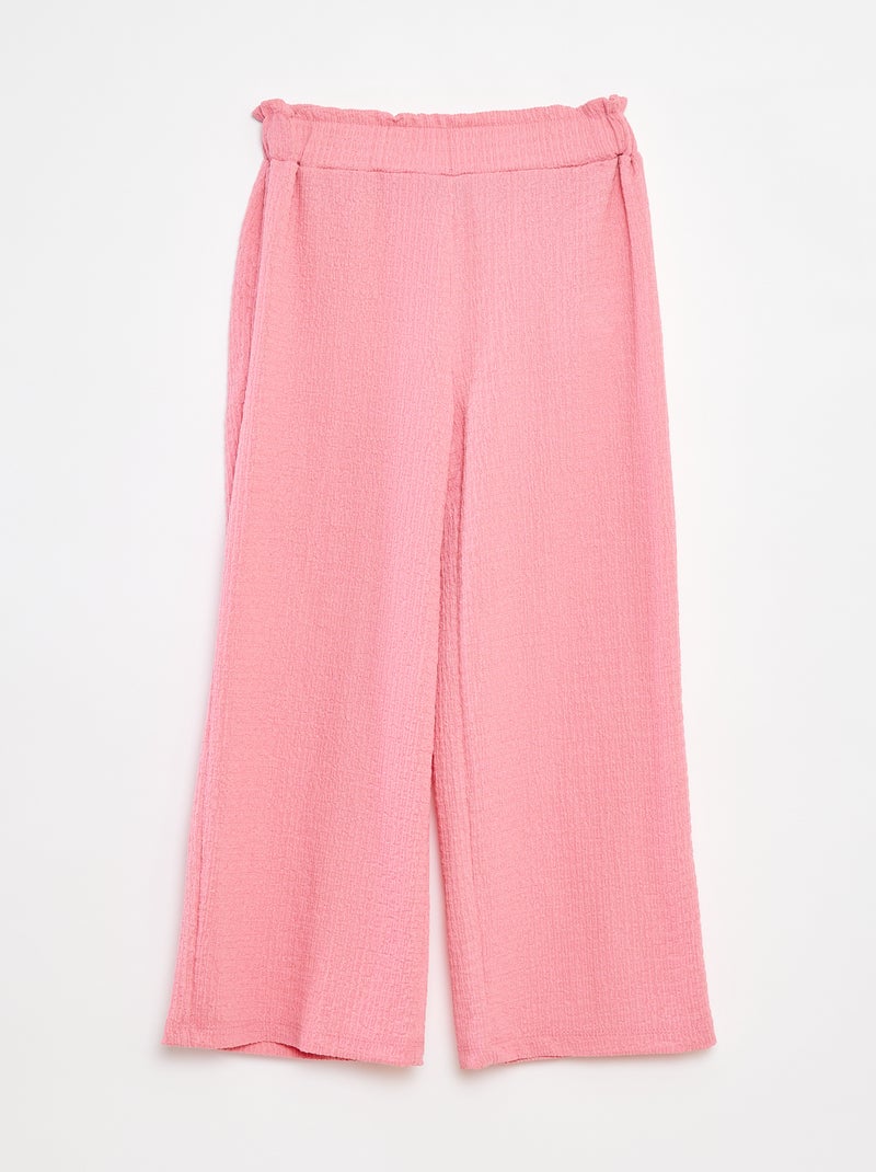 Pantalon en maille gaufrée avec motifs Rose - Kiabi