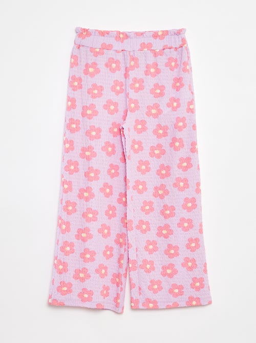 Pantalon en maille gaufrée avec motifs - Kiabi