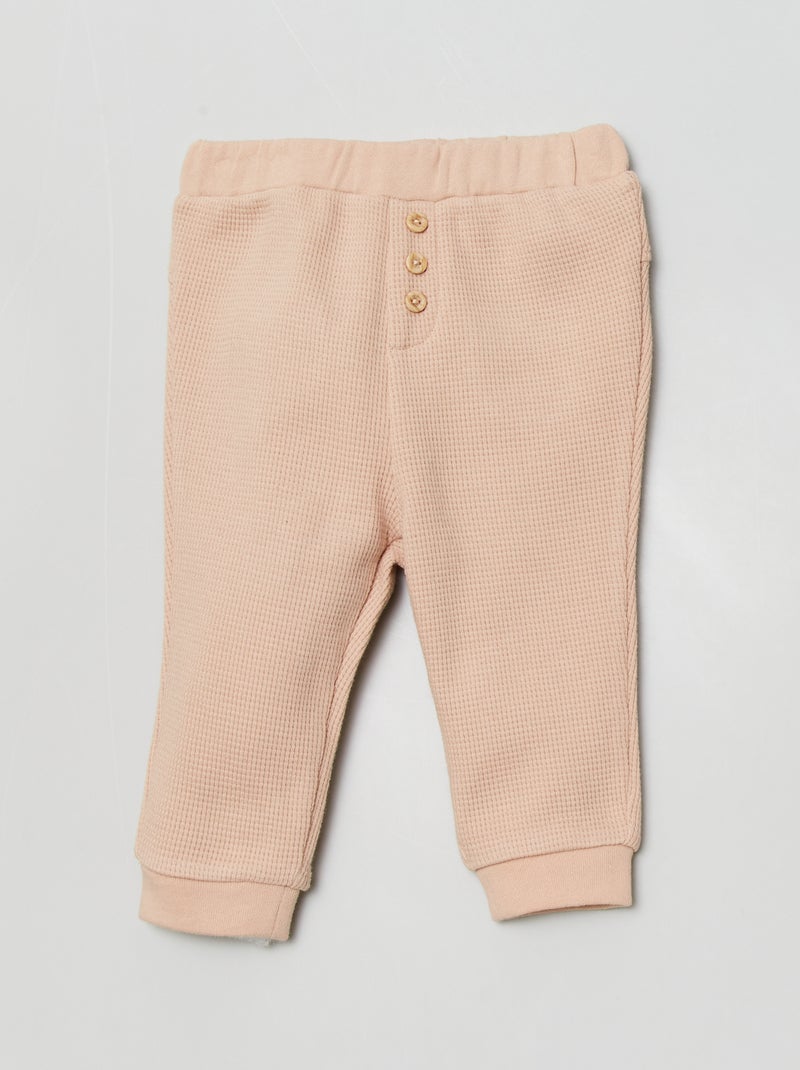 Pantalon en maille gaufrée Beige - Kiabi