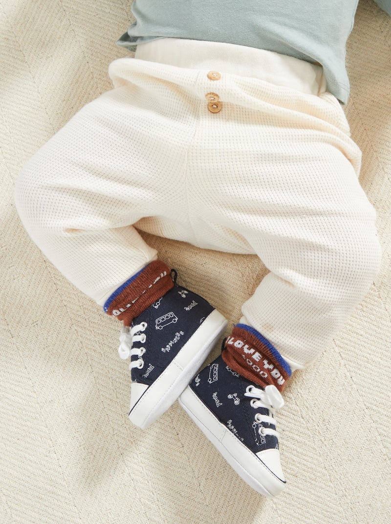 Pantalon en maille gaufrée Blanc - Kiabi
