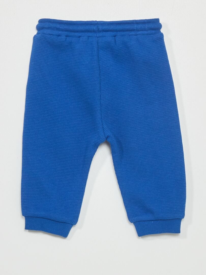 Pantalon en maille gaufrée bleu - Kiabi