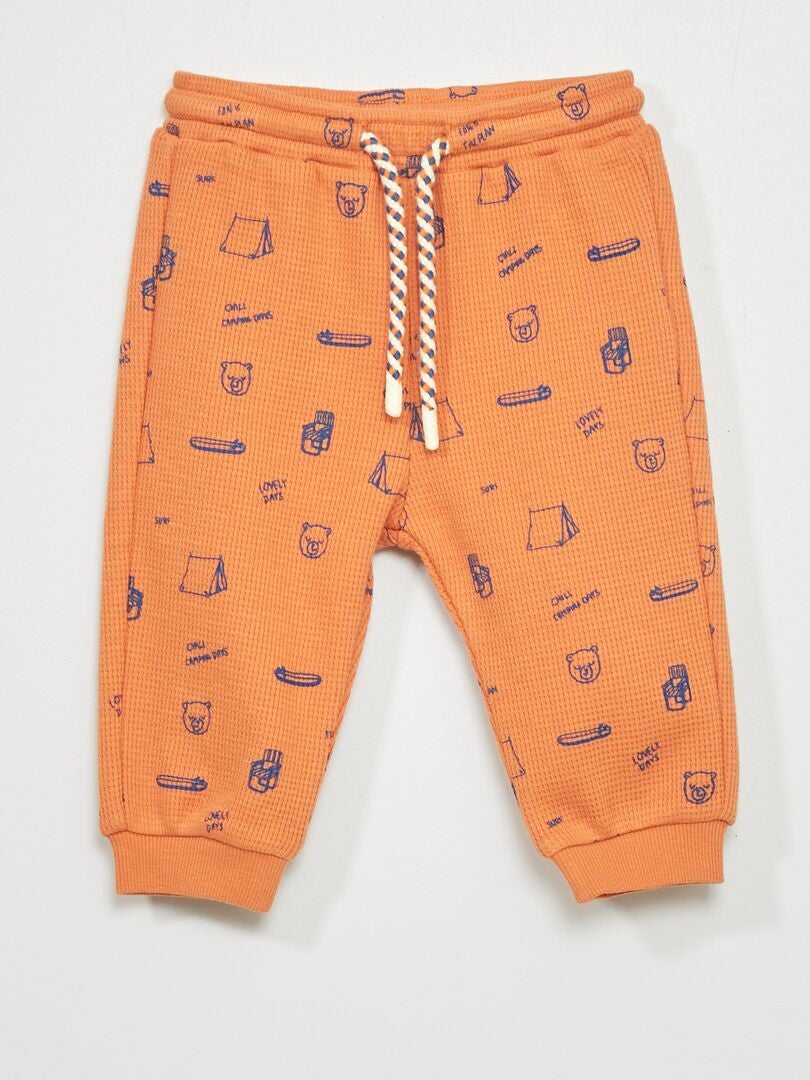 Pantalon en maille gaufrée Orange - Kiabi