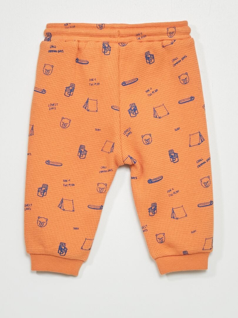 Pantalon en maille gaufrée Orange - Kiabi