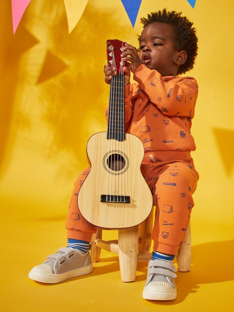 Pantalon en maille gaufrée Orange - Kiabi