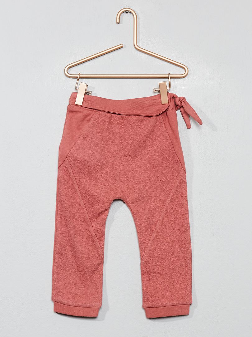 Pantalon en maille gaufrée rose - Kiabi