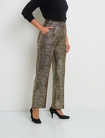 Pantalon en maille imprimée métallisée