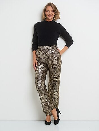Pantalon en maille imprimée métallisée