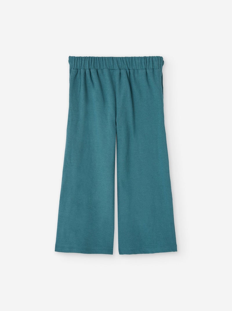 Pantalon en maille interlock avec boutons latéraux Bleu clair - Kiabi