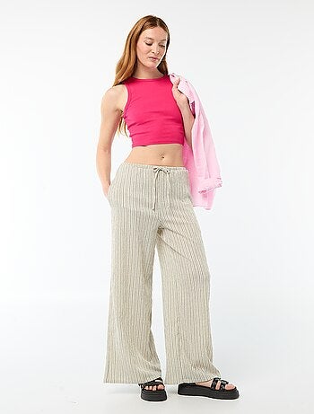 Pantalon femme en maille légère à coupe large