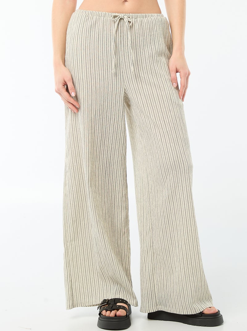 Pantalon en maille légère à coupe large pour femme Blanc - Kiabi