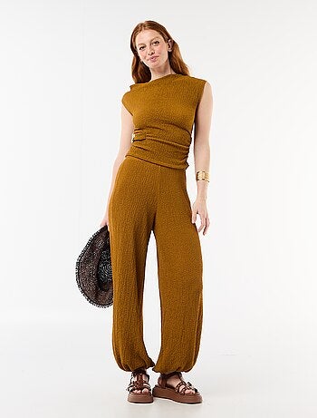 Pantalon en maille légère pour femme à coupe large