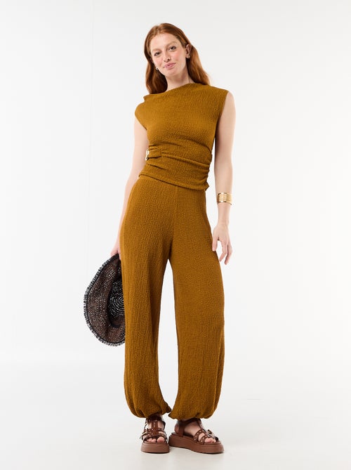 Pantalon en maille légère pour femme à coupe large - Kiabi Pantalon en maille légère pour femme à coupe large - Kiabi