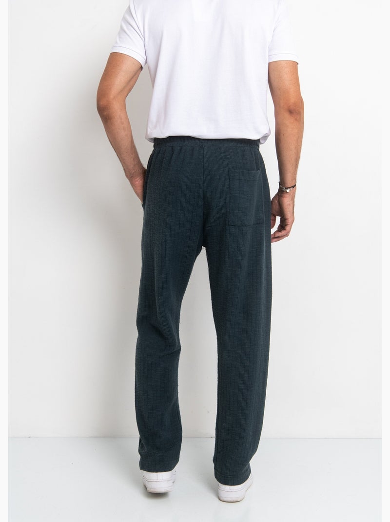 Pantalon en maille lien à la taille - AFIBEL Bleu - Kiabi