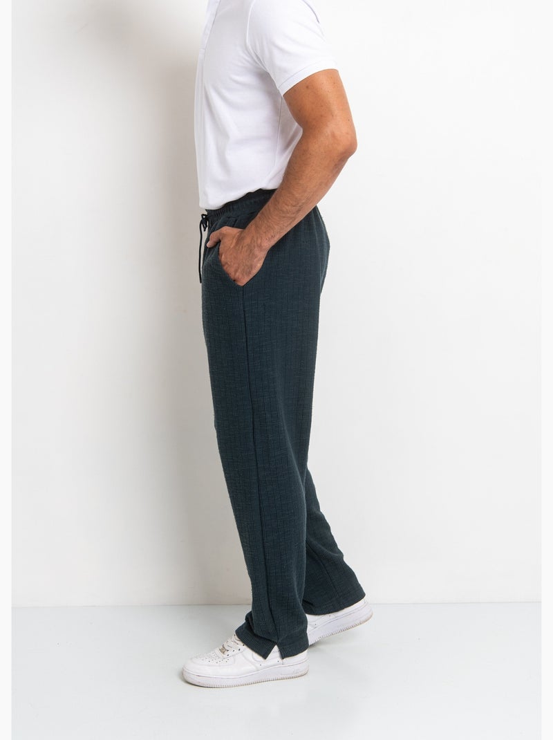 Pantalon en maille lien à la taille - AFIBEL Bleu - Kiabi