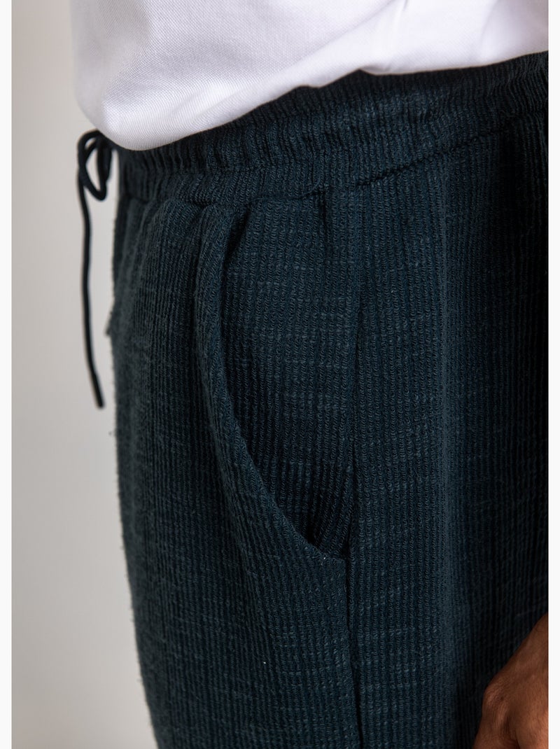 Pantalon en maille lien à la taille - AFIBEL Bleu - Kiabi