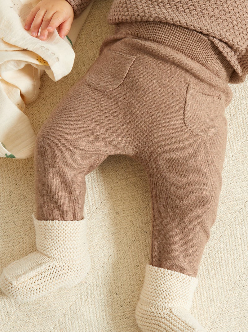 Pantalon en maille marron - Kiabi