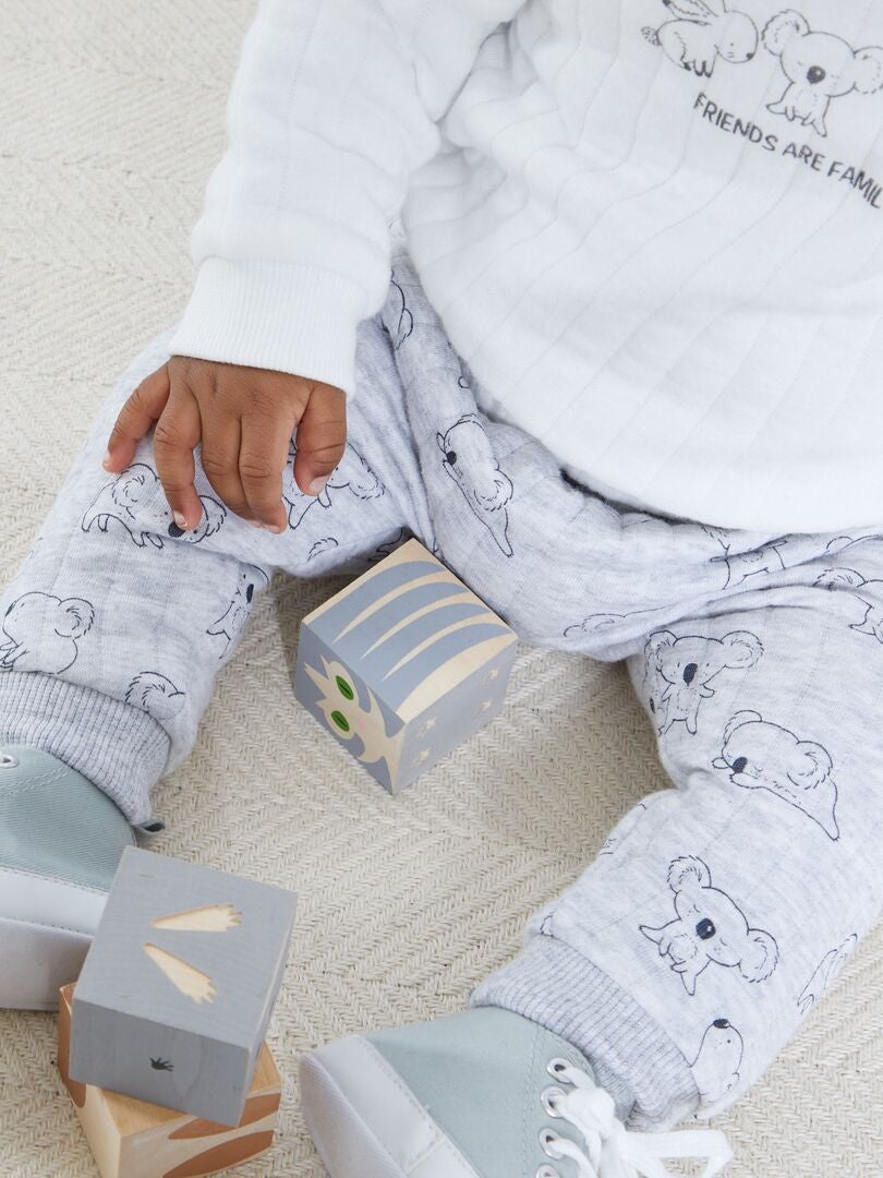 Pantalon en maille matelassée motif animal Gris - Kiabi