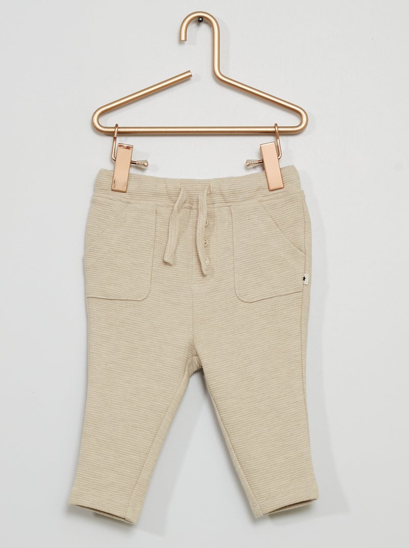 Pantalon en maille ottoman beige - Kiabi