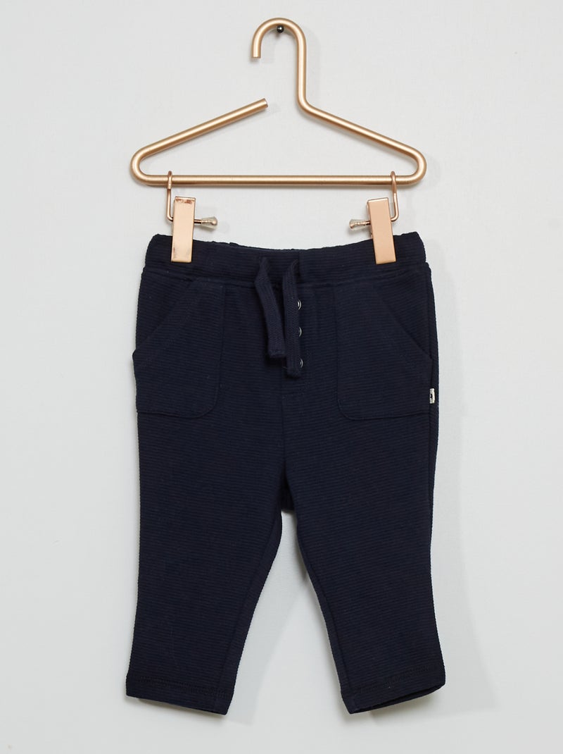 Pantalon en maille ottoman bleu marine - Kiabi