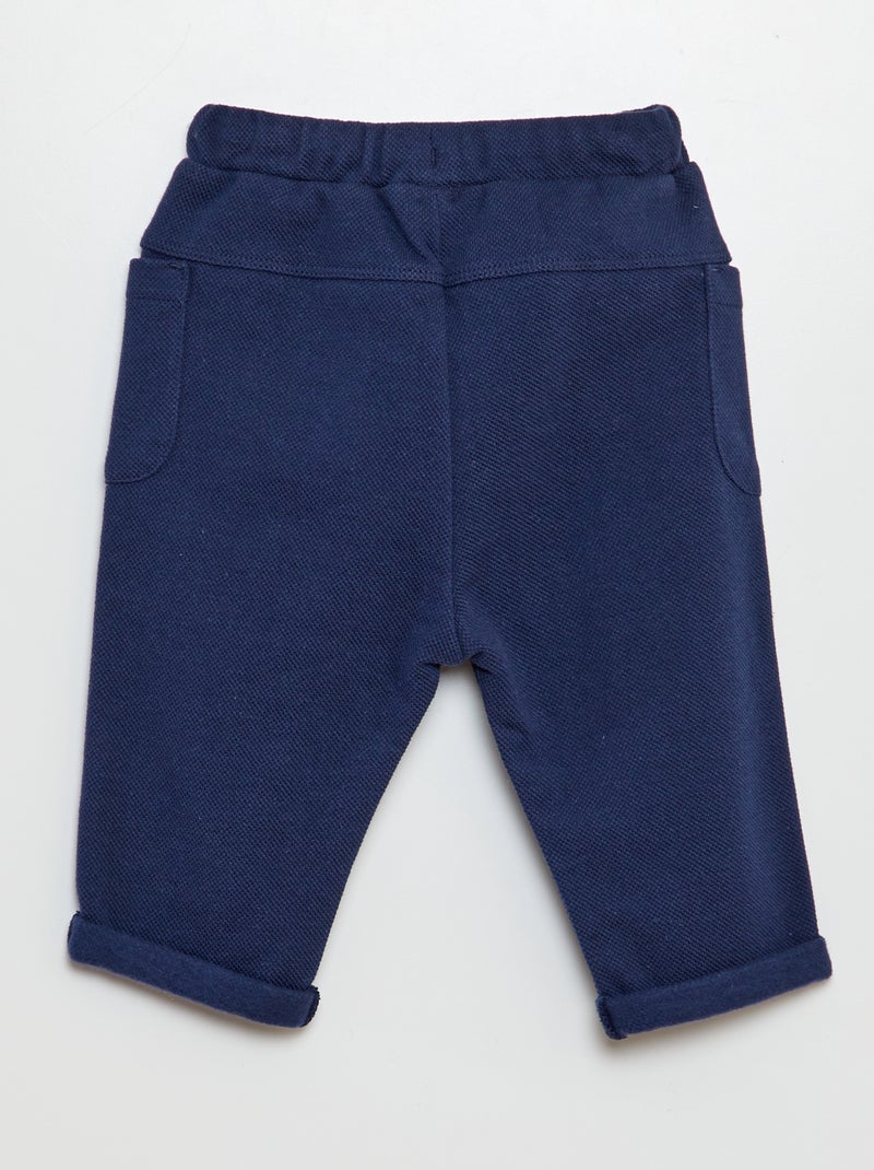 Pantalon en maille piquée avec poches plaquées marine - Kiabi