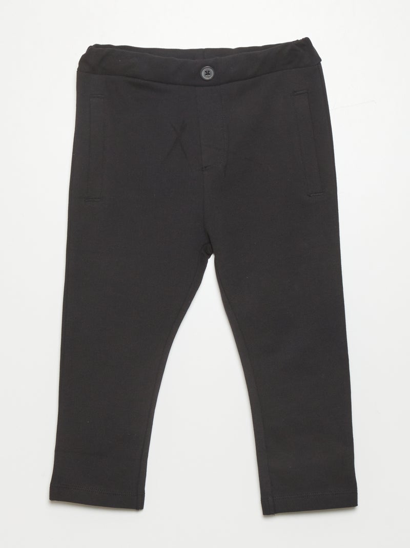 Pantalon en maille piquée noir - Kiabi