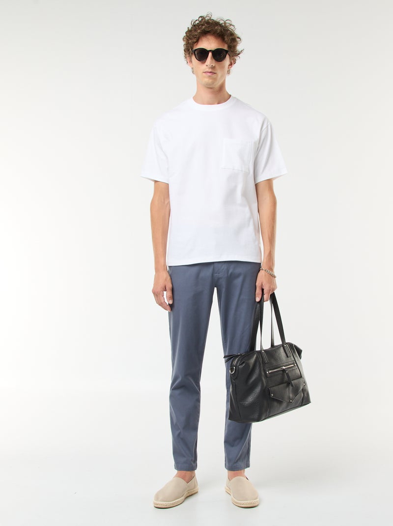 Pantalon en maille piquée uni Gris - Kiabi