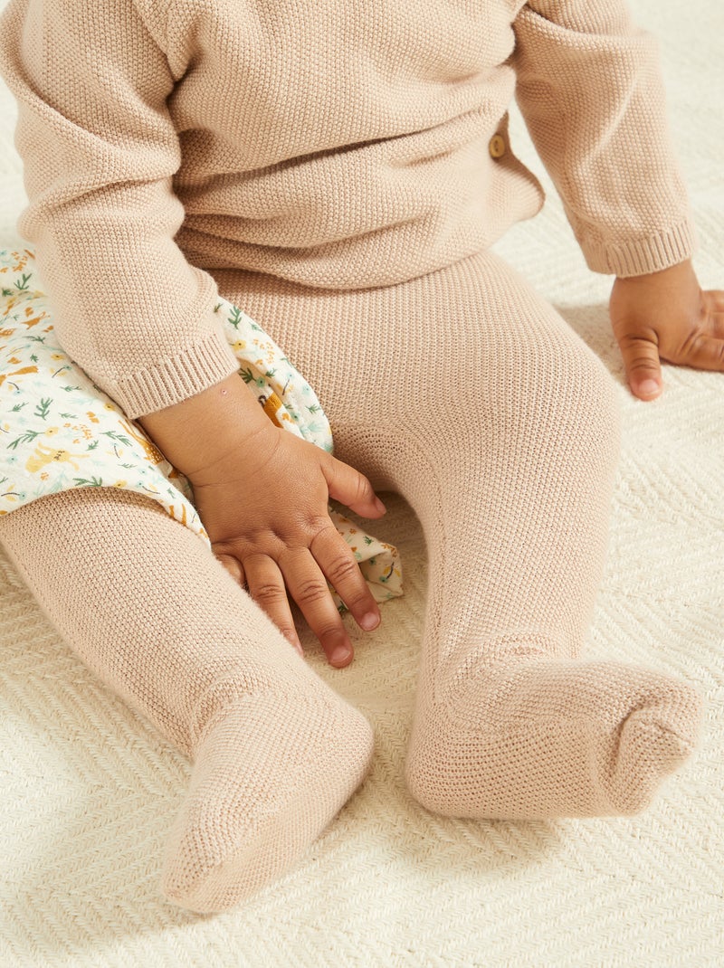 Pantalon en maille point de riz Beige - Kiabi