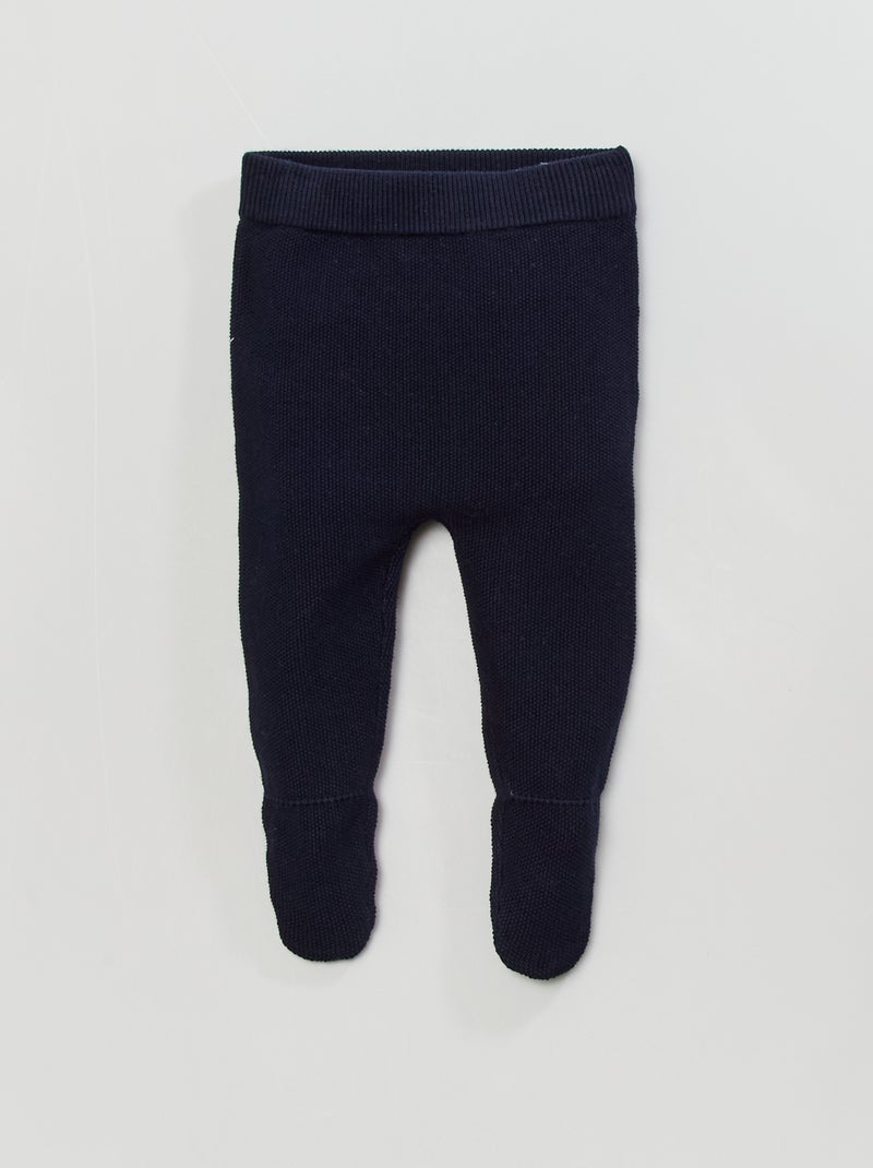 Pantalon en maille point de riz bleu marine - Kiabi