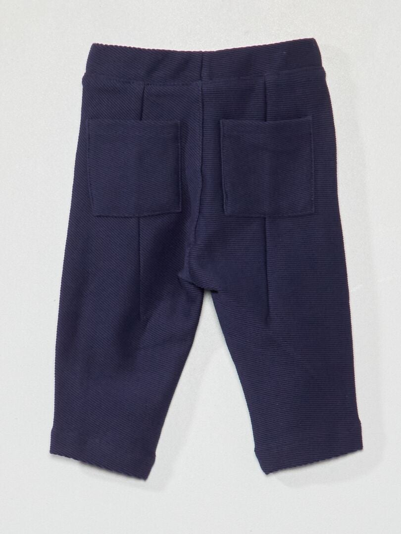 Pantalon en maille sergé bleu noir - Kiabi