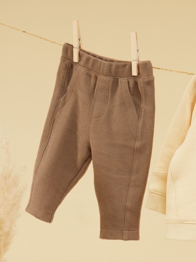 Pantalon en maille sergé gris beige - Kiabi