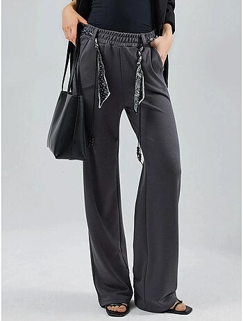 Pantalon en maille taille haute à jambes droites