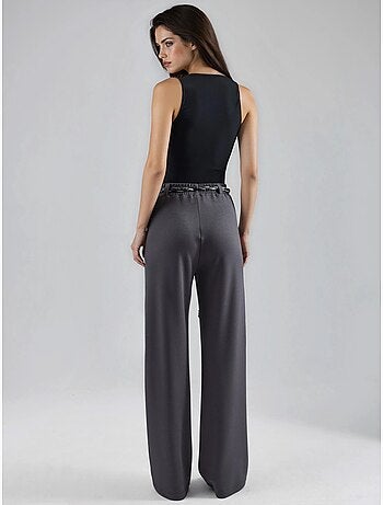 Pantalon en maille taille haute à jambes droites