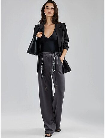 Pantalon en maille taille haute à jambes droites