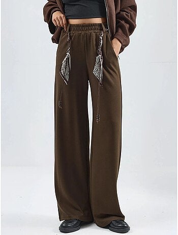 Pantalon en maille taille haute à jambes droites