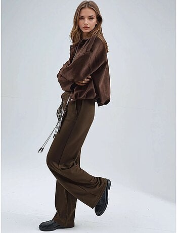 Pantalon en maille taille haute à jambes droites