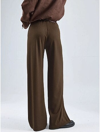 Pantalon en maille taille haute à jambes droites